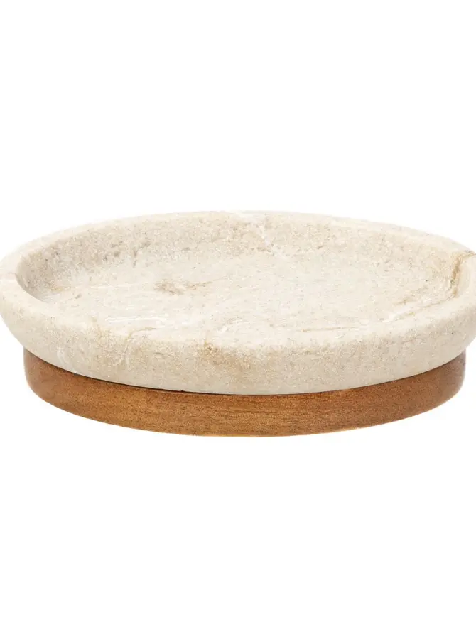Mydelniczka SALLI z drewnianym elementem 13,4x9,8x3 cm