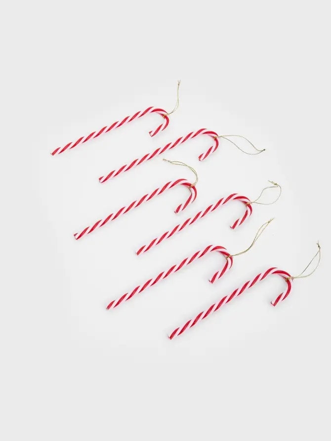 Zestaw zawieszek TWINKLE laski biało-czerwone 6 szt. 14,5 cm