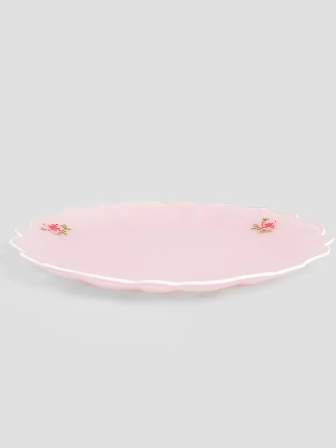 Talerz PINK MILKY deserowy z białym rantem 20 cm