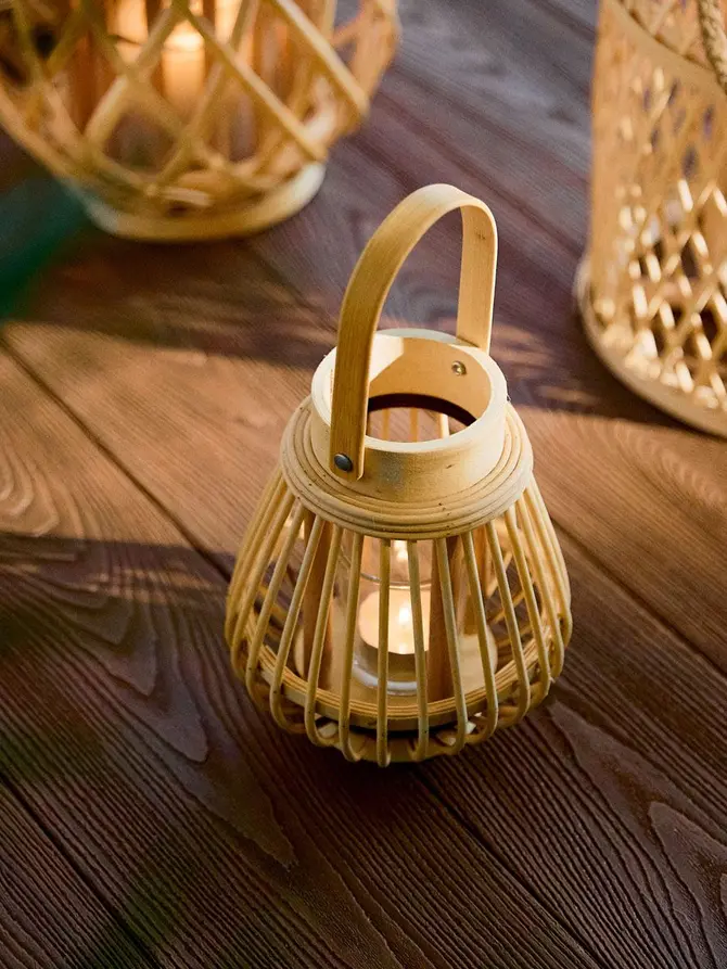 Lampion ogrodowy GARTEN mały naturalny 14x17 cm