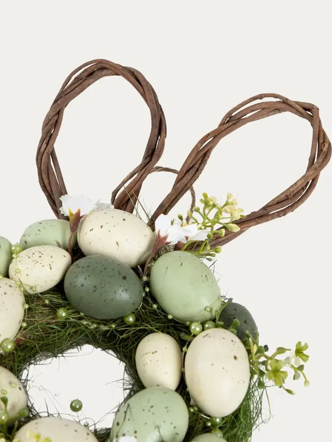 Wieniec wielkanocny EASTER JOY z jajkami i uszami 40x23x8 cm