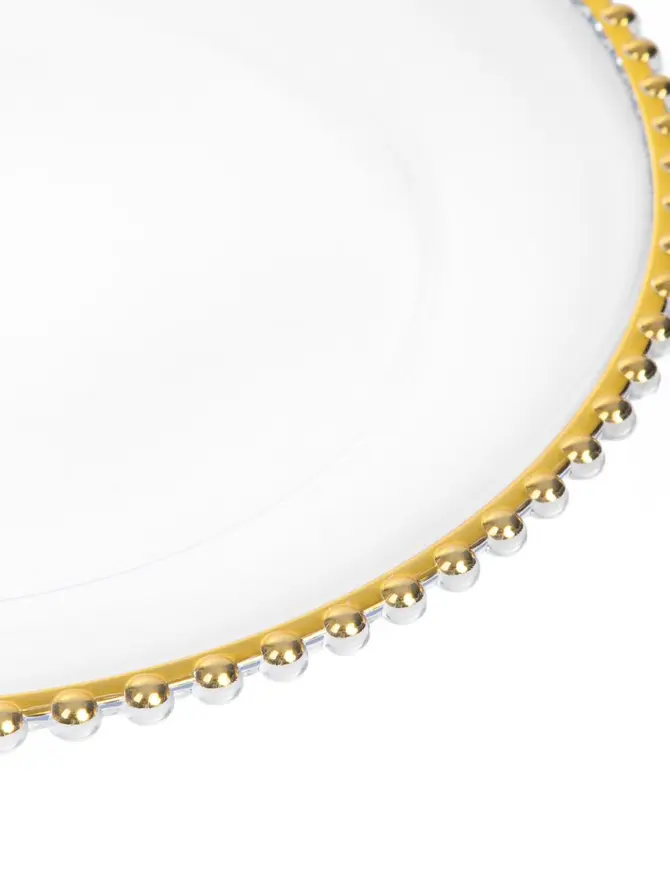 Podstawka GOLDEN RANT pod talerz ze złotą obwódką kulki 33cm