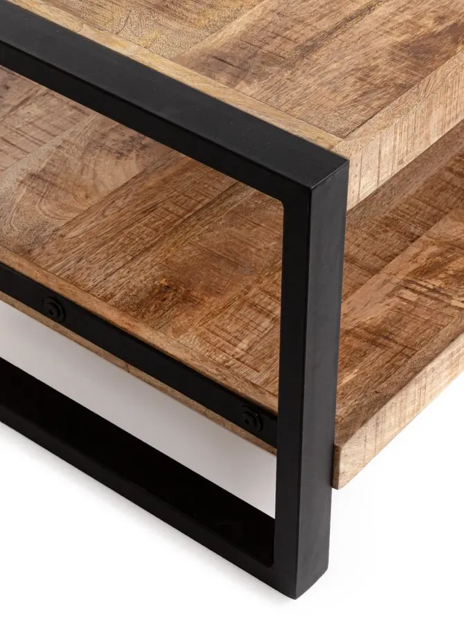 Stolik kawowy KOHI lite drewno mango + metal 110x65x47
