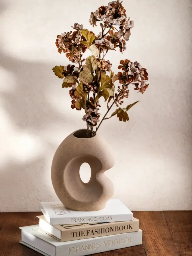 Wazon BELLARO beżowy z otworem ceramiczny 18,5x10x23 cm