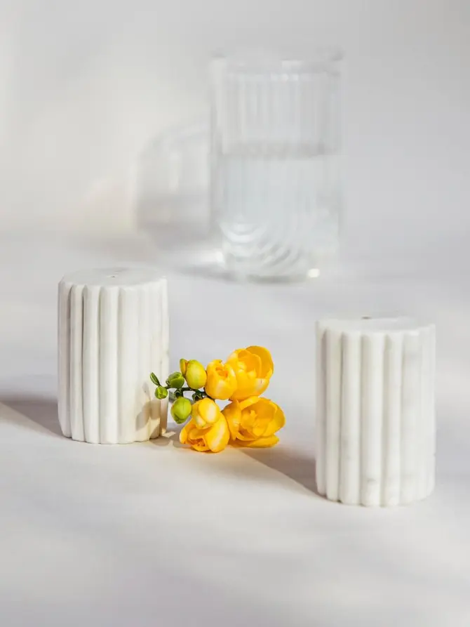 Zestaw przyprawników MARBLE STRIPES marmurowych ryflowanych 2 el