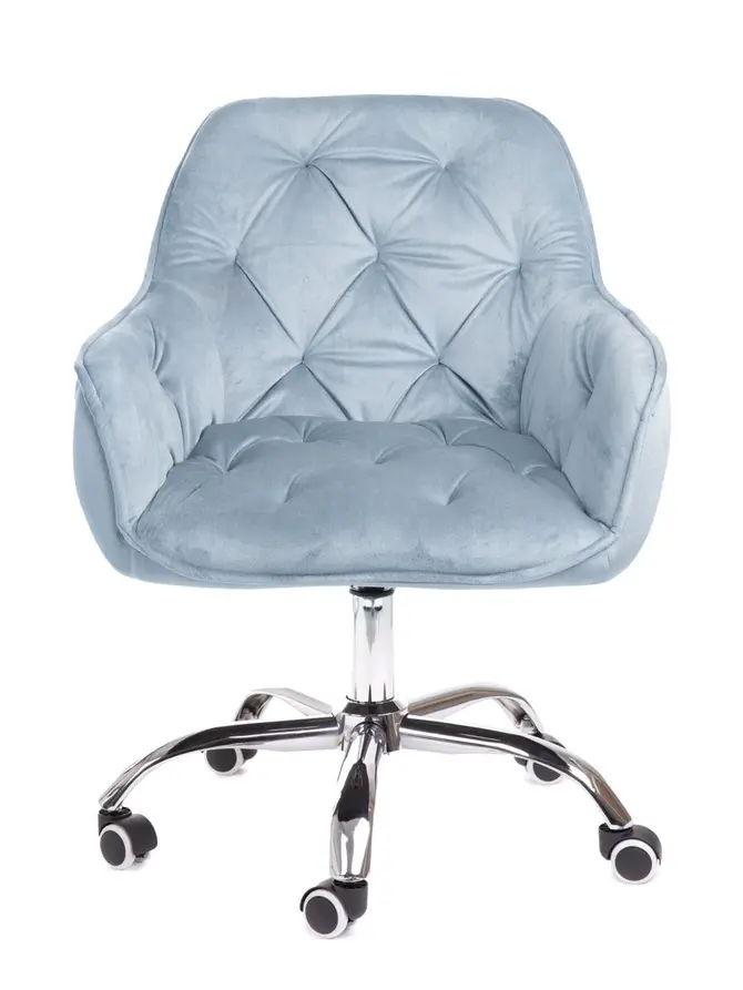 Fotel FLOSSI welurowy obrotowy niebieski 57x61x80-90 cm