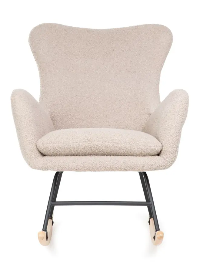 Fotel LUNNIE bujany beżowy w tkaninie TEDDY BOUCLÉ 67x78x92 cm