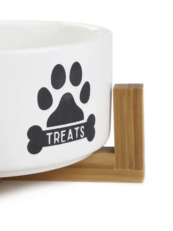 Miska TREATS dla psa M z bambusową podstawą 16x10 cm