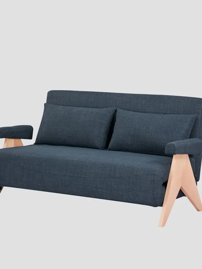 Sofa CALORE 2-osobowa, z funkcją spania granatowa 157x90x82 cm