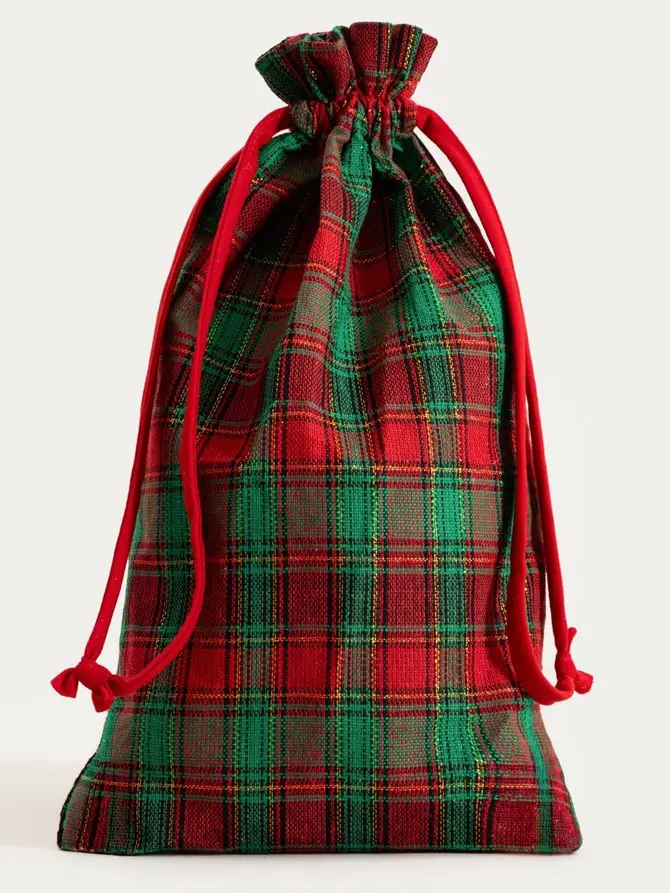 Worek TARTAN w kratę czerwono-czarną 30x50 cm