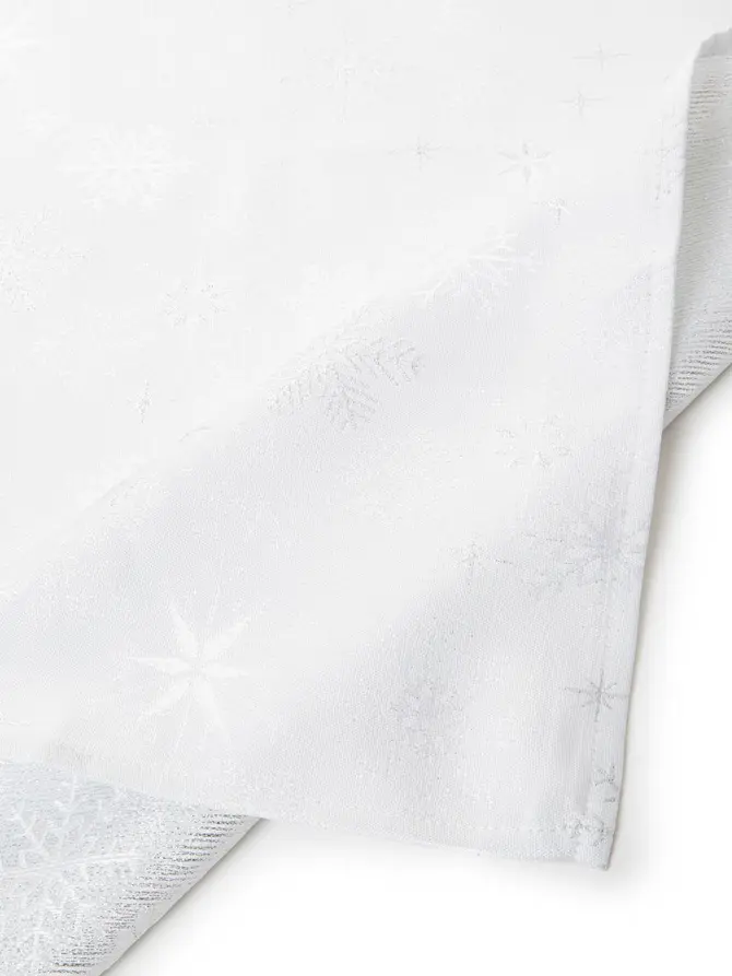 Obrus SILVER SNOW w srebrne śnieżynki biały 150x220 cm
