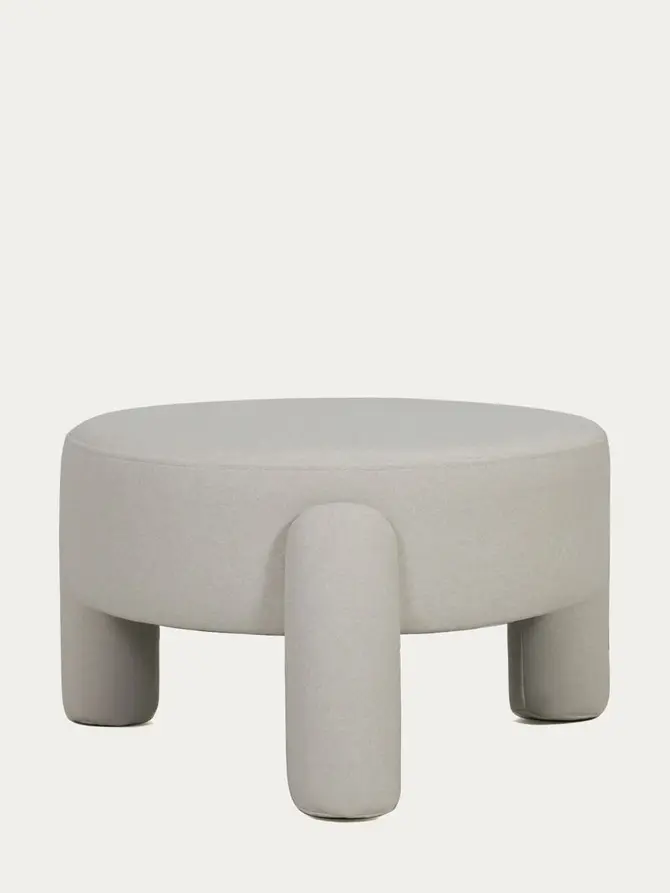 Pufa OLLERA w tkaninie ecru 65x65x36 cm