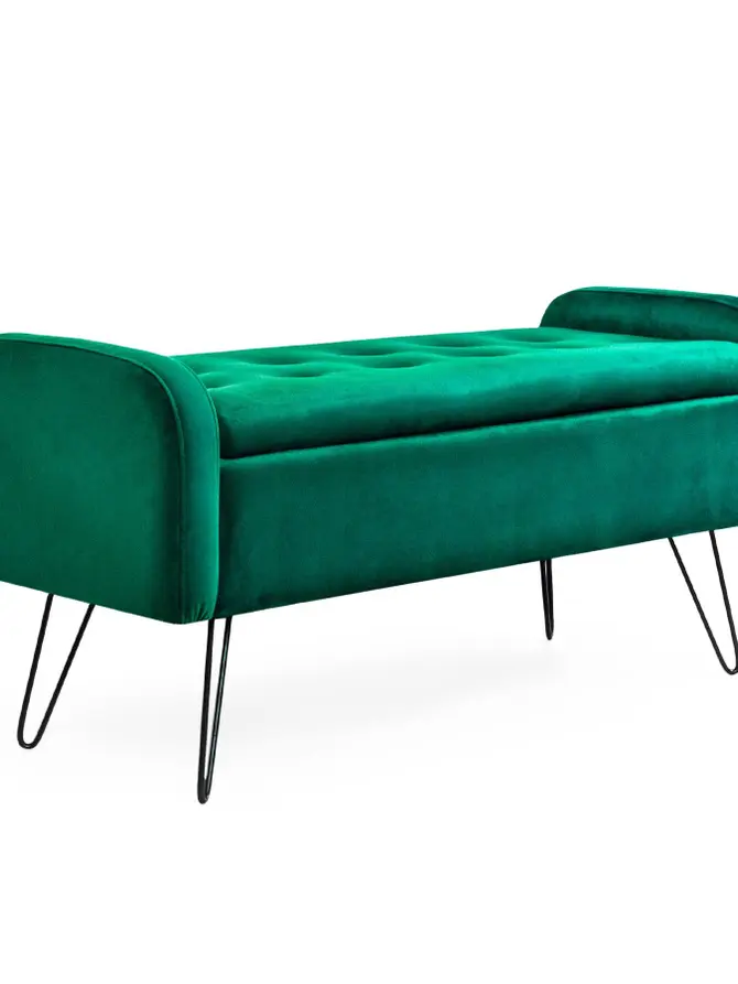 Ławka VENLO welurowa zielona 100x39x45cm