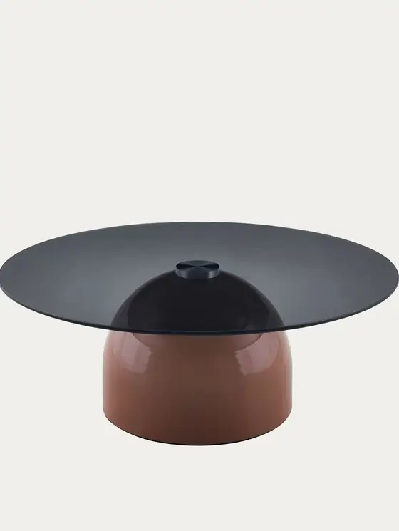 Stolik pomocniczy MESITA mocha ze szklanym blatem 80x32 cm