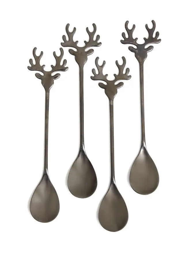 Zestaw REINDEER łyżeczek czarnych, 4 szt 13 cm