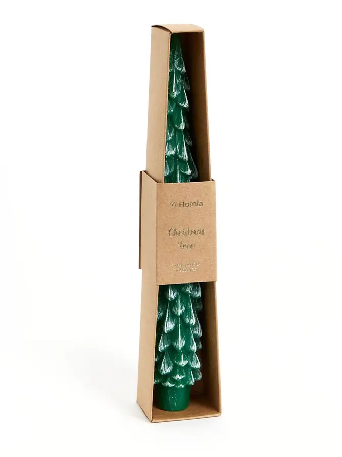 Świeca FROSTED w kształcie choinki zielona 23 cm