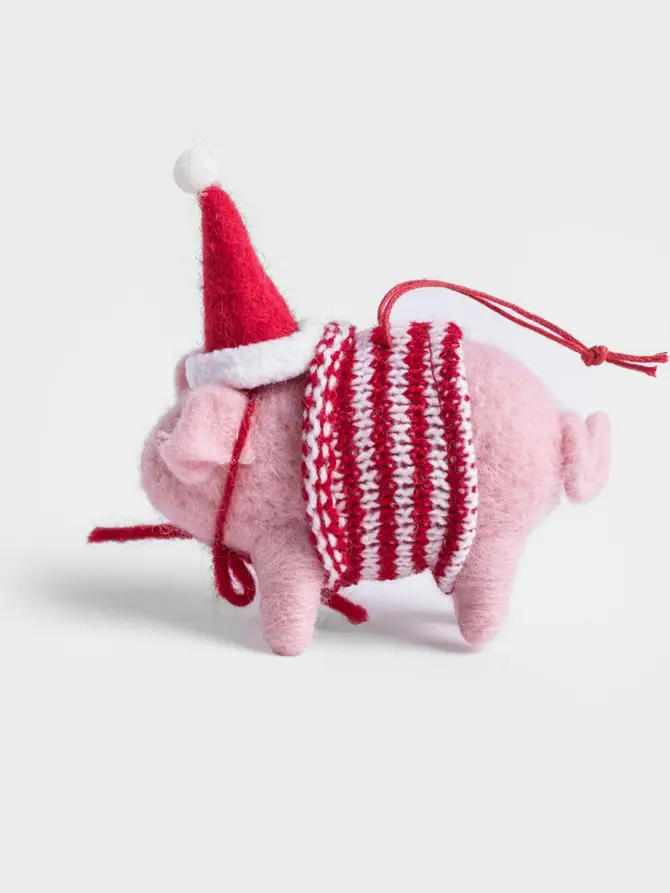 Zawieszka PETTIES filcowa świnka w sweterku w paski 14 cm