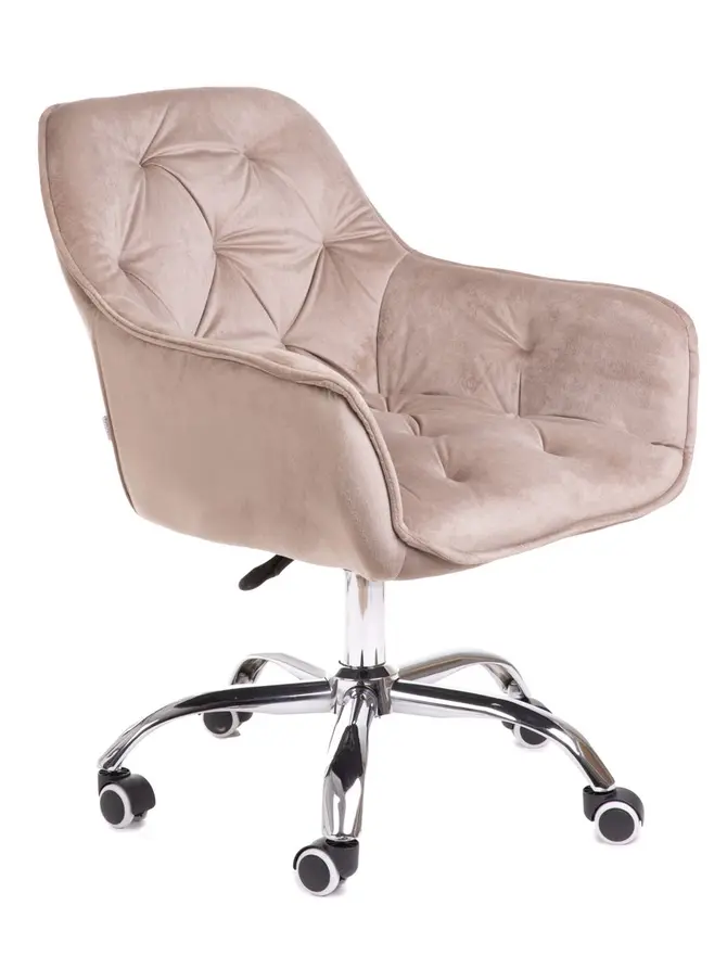 Fotel FLOSSI welurowy obrotowy beżowy 57x61x80-90 cm