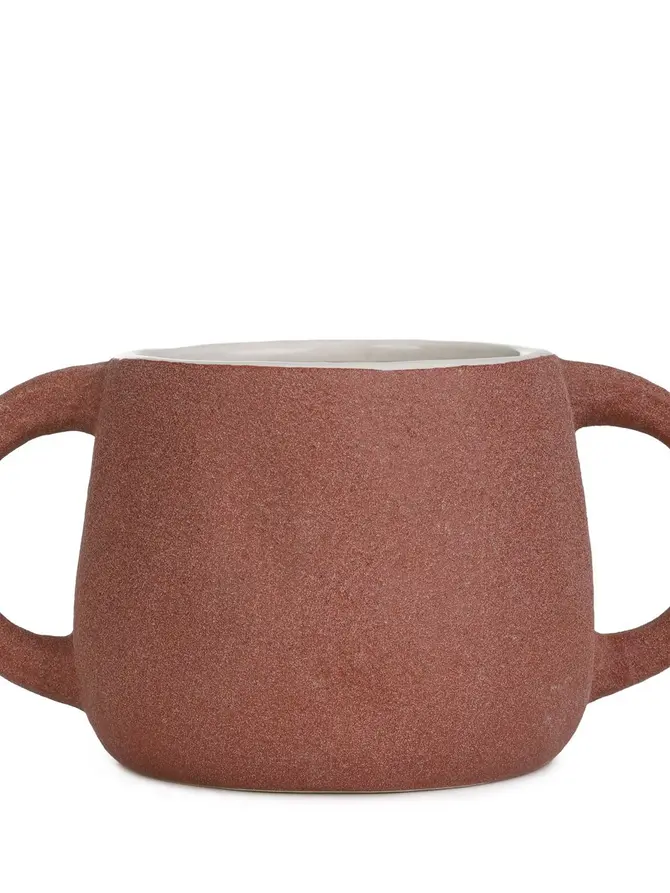 Osłonka na doniczkę SABBIA z dużymi uchwytami ceglasta 25,5x16x13 cm