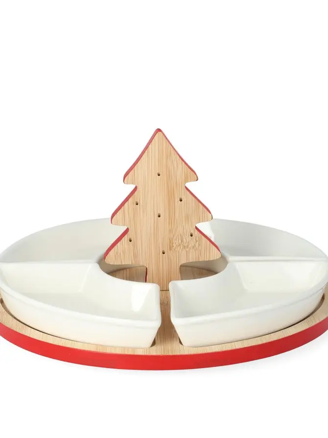 Deska TROEL okrągła z miseczkami i choinką na środku, 4szt. 24 cm
