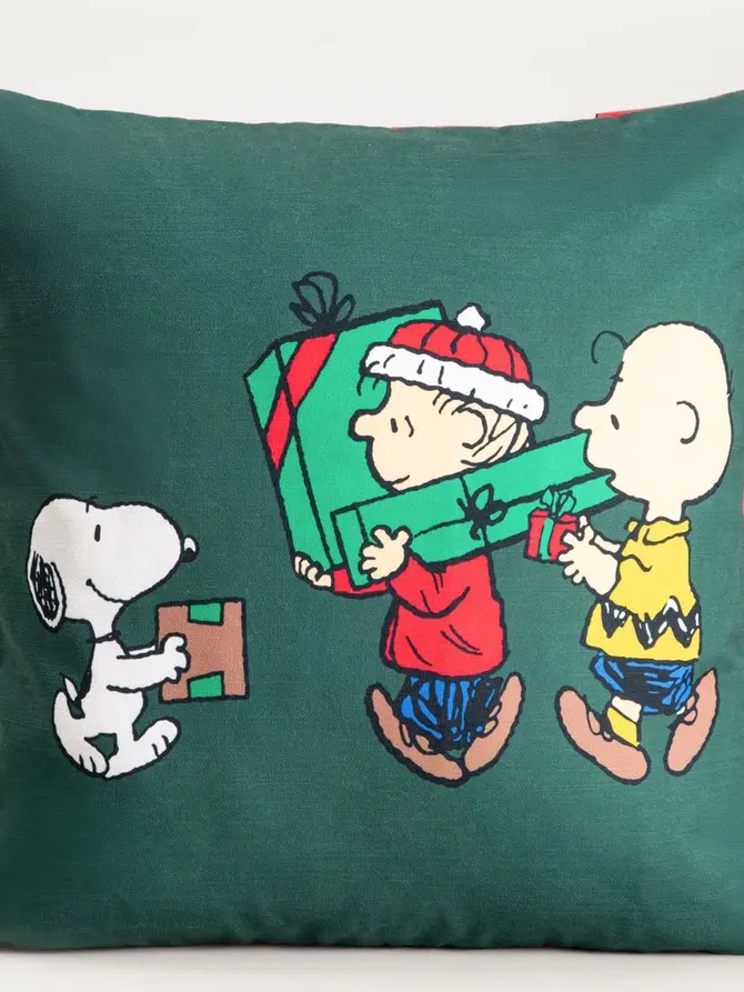 Poszewka SNOOPY zielona ze świątecznym wzorem SNOOPY 45x45 cm