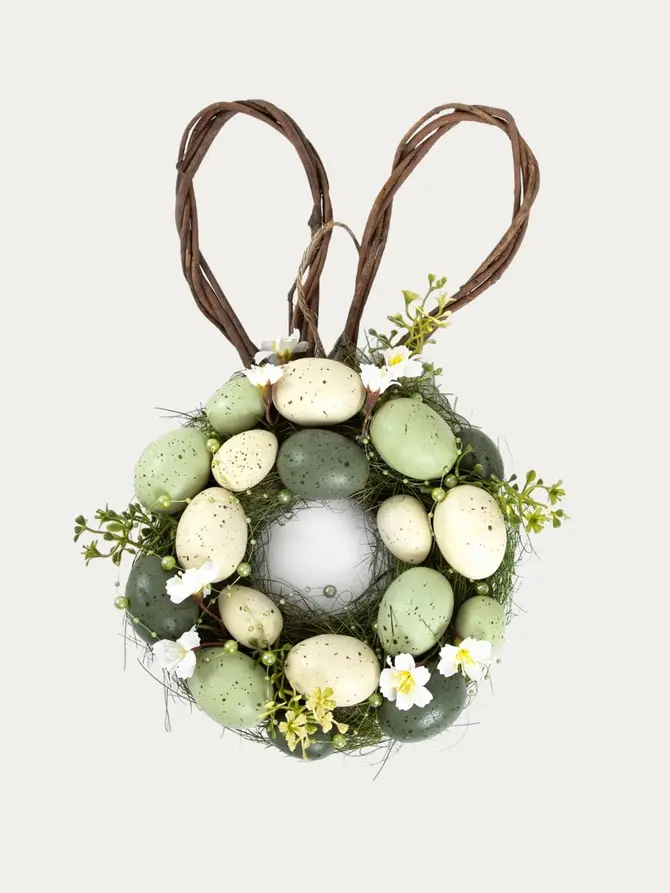 Wieniec wielkanocny EASTER JOY z jajkami i uszami 40x23x8 cm
