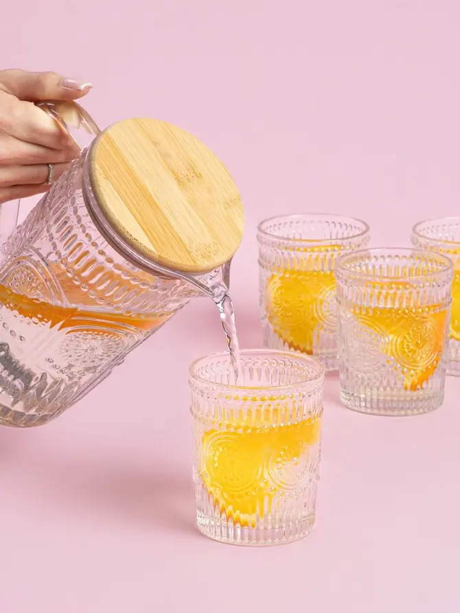 Zestaw dzbanek i szklanki Lobos Z pokrywką 1000ml + 4x300ml