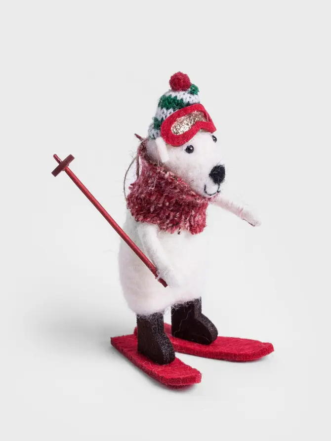 Zawieszka PETTIES filcowa miś na nartach 13 cm