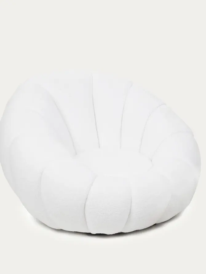 Fotel DOUILL obrotowy ecru w tkaninie TEDDY 94x88x62 cm