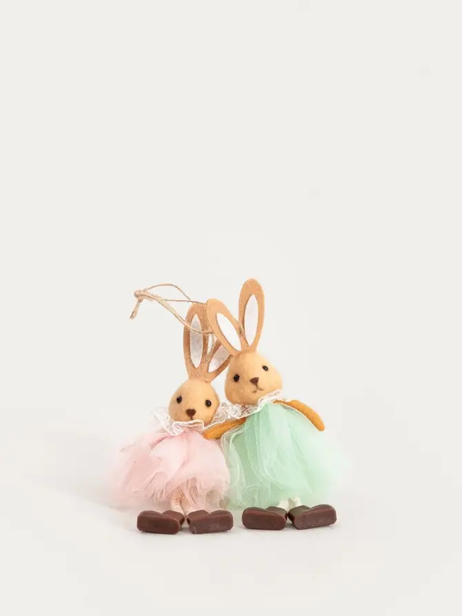 Zestaw zawieszek BALLERINA zajączki w sukienkach kolorowe 2 szt.