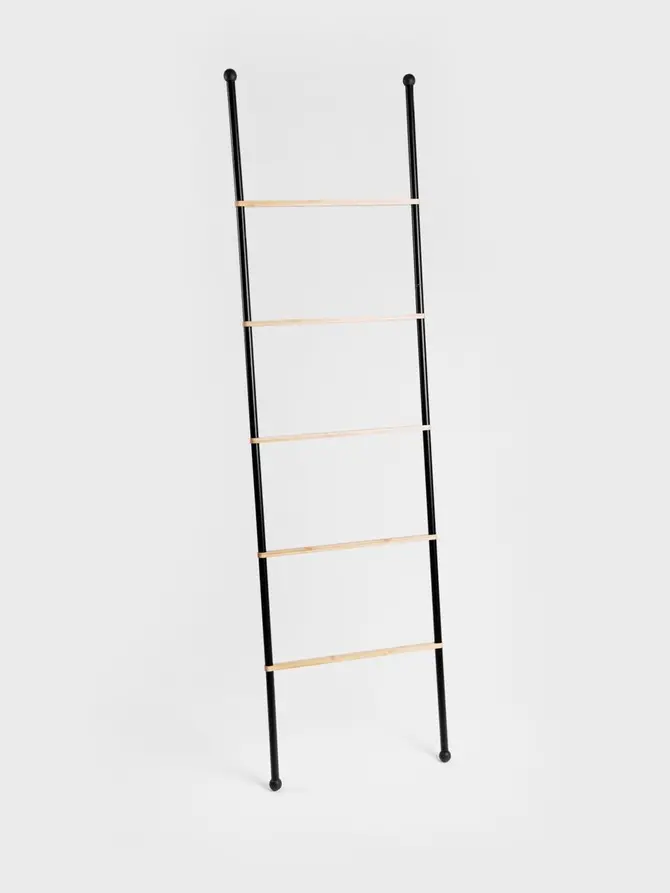 Drabinka TARU na ręczniki czarna 45x2x159,5 cm