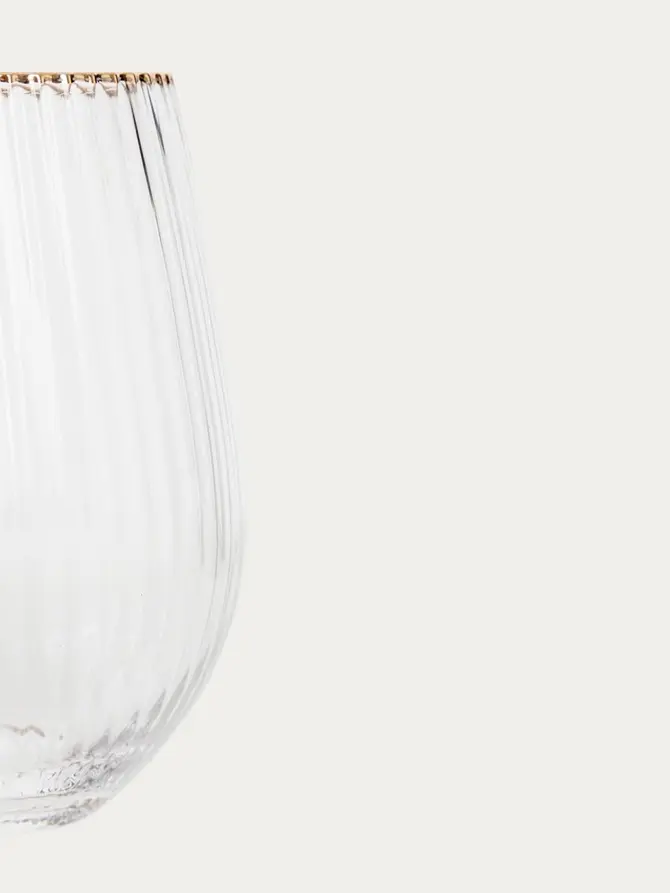 Szklanka LYNN ryflowana transparentna ze złotym rantem 0,55 l
