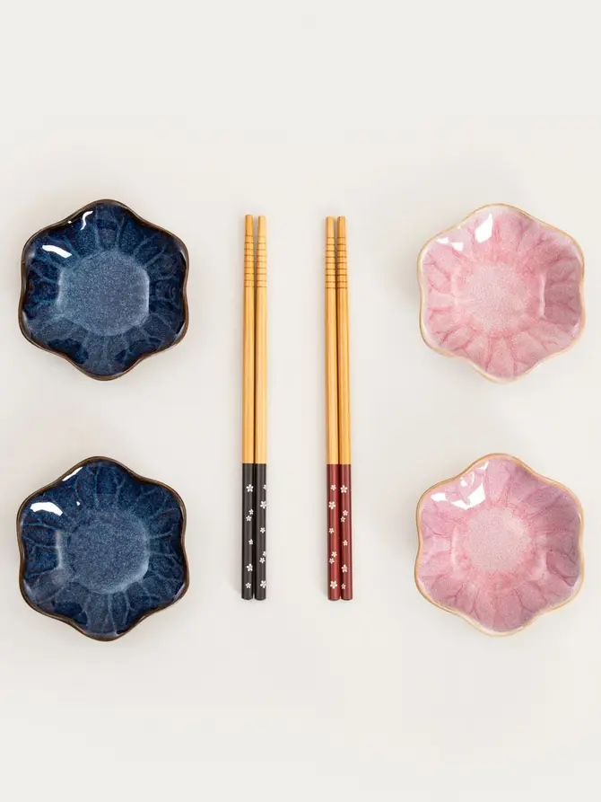 Zestaw SAKURA do sushi różowy w kształcie kwiatka 6 el.