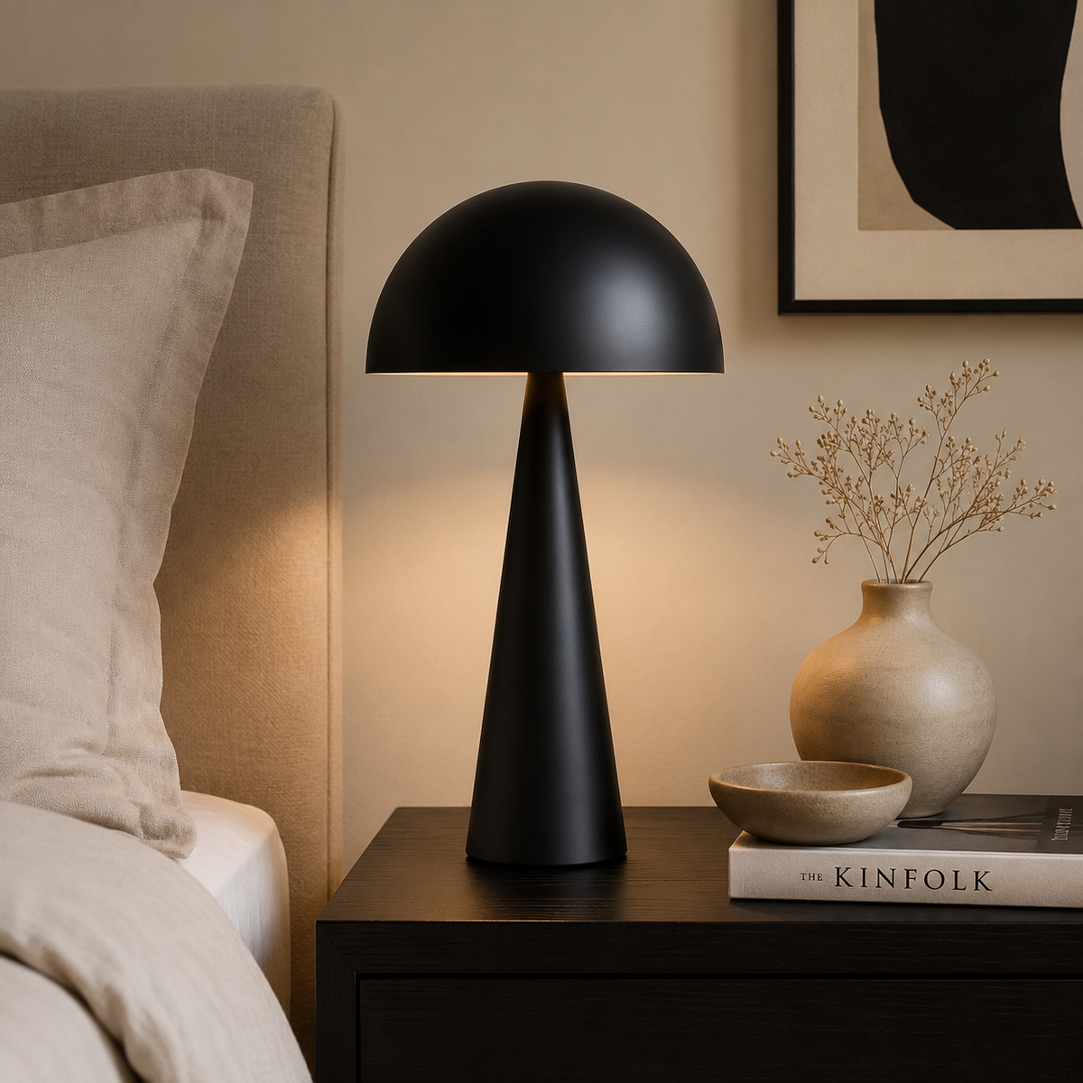 Lampka nocna MUSH czarna 30x50 cm