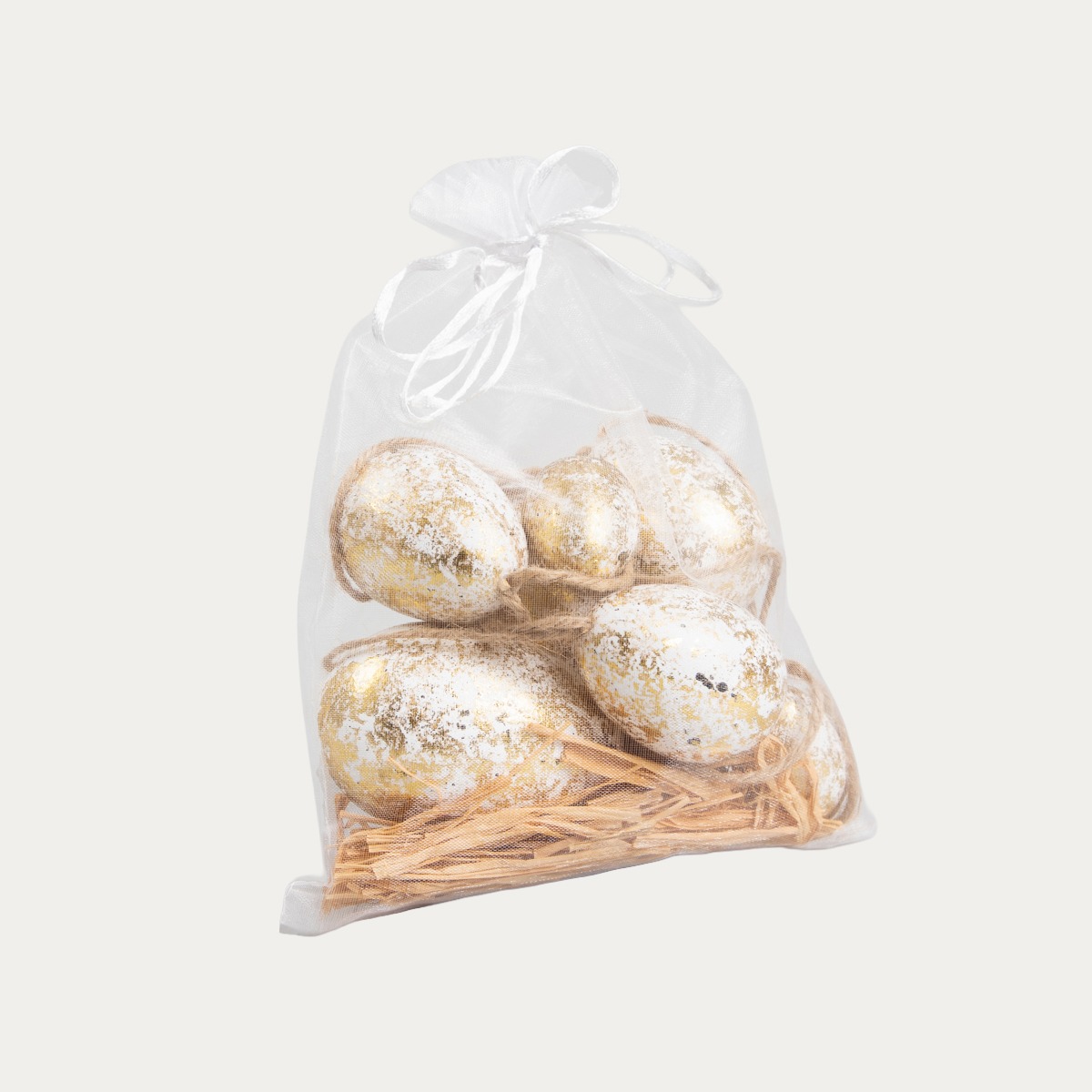 Zestaw zawieszek SPRINKLE jajka biało-złote 8 szt.