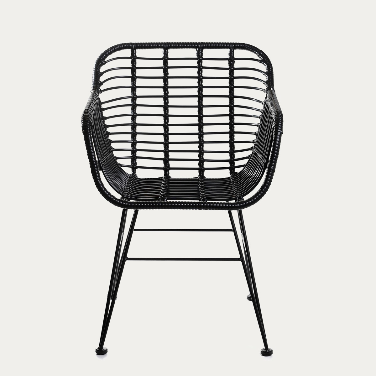 Krzesło JARDIN plecione czarne 57x62x81 cm