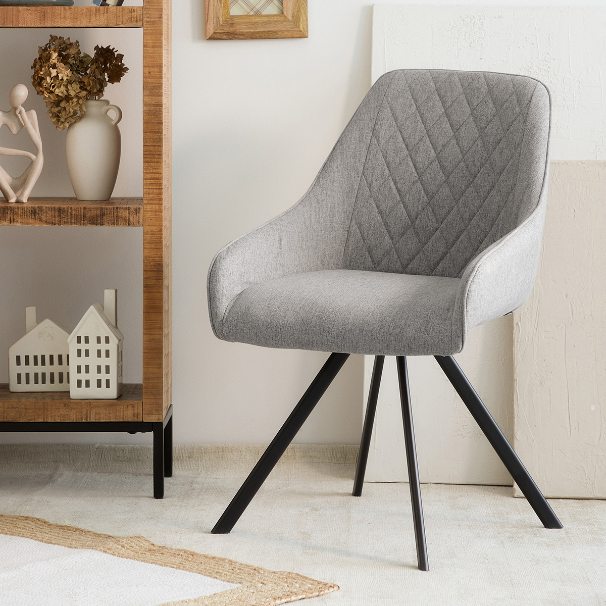 Krzesło LAURENT w tkaninie obrotowe szare 54x55x85 cm