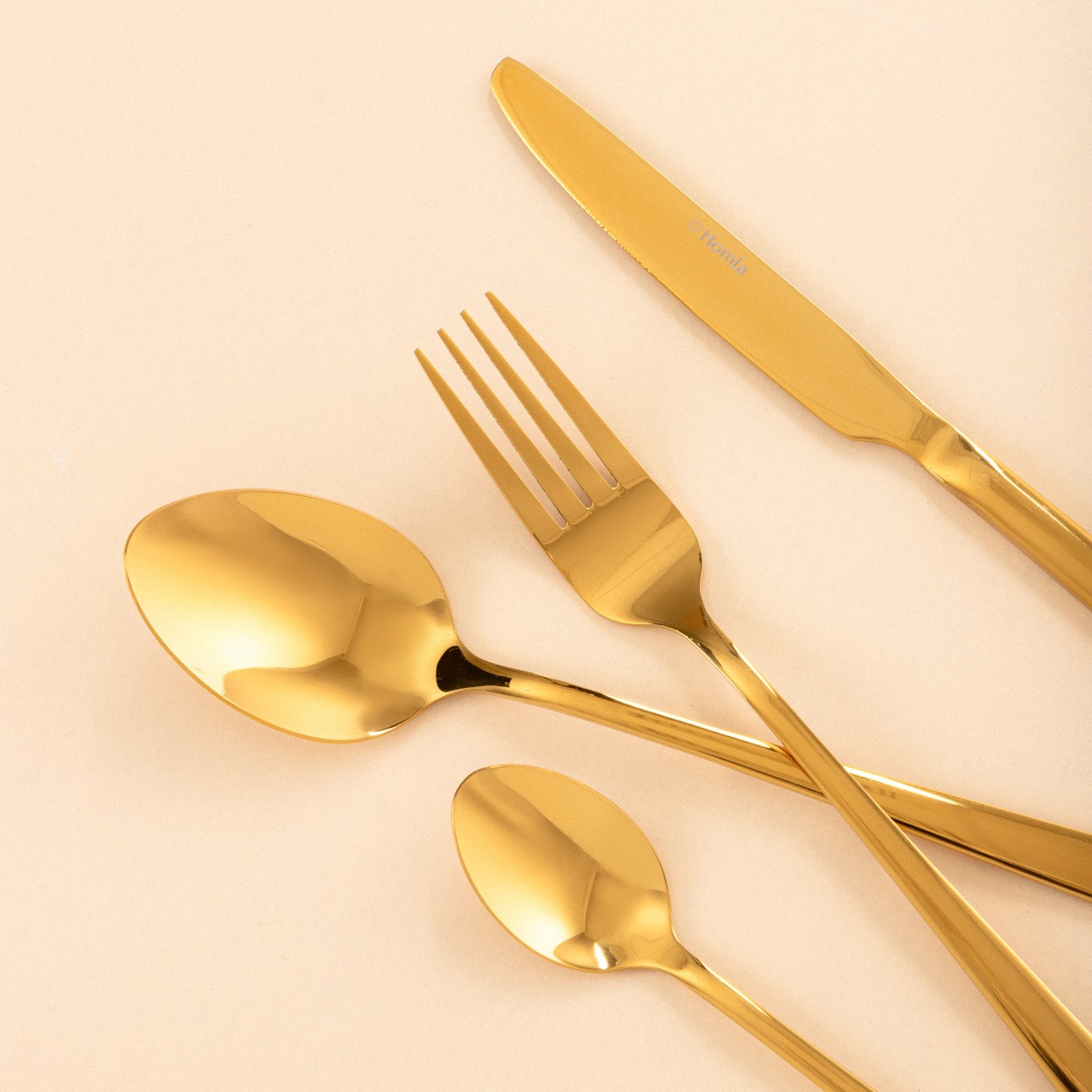 HOMLA B2LUGANO – Set Di Posate Dorate 24 Pezzi (6 Persone) In Acciaio Inox, Eleganti E Moderne