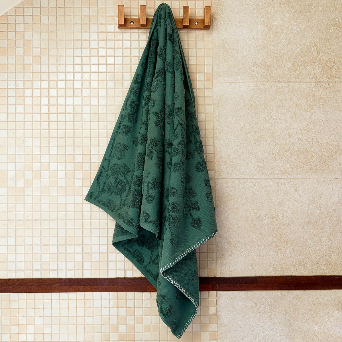 Ręcznik LESLIE z obszyciami zielony 70x130cm