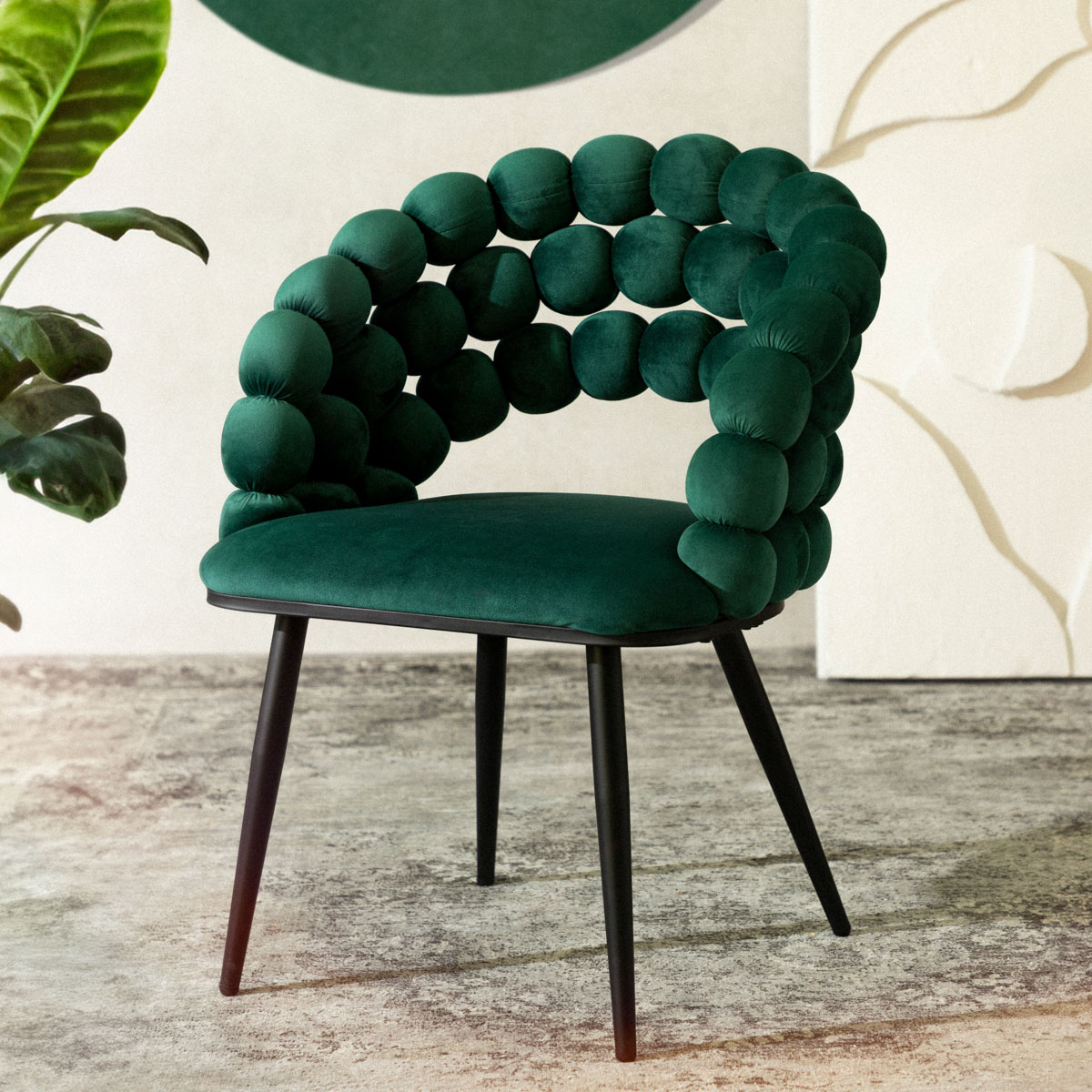 Krzesło BUBBLE welurowe zielone 57,5x61x81,7cm