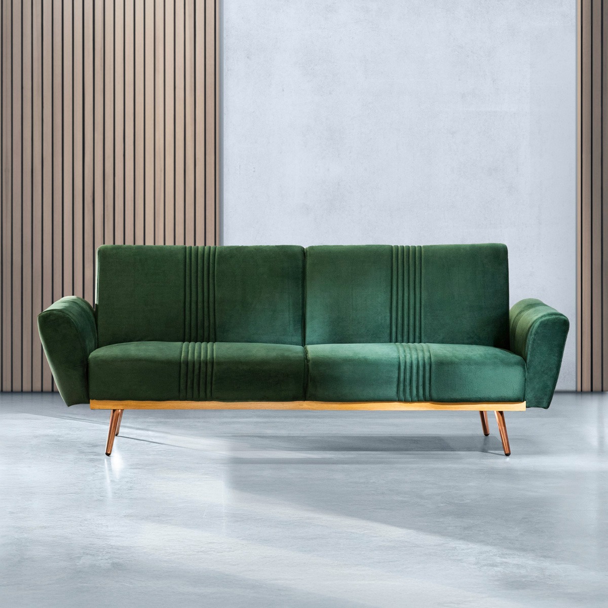 Sofa SAMTIGE 3-osobowa, z funkcją spania, welurowa zielona 212x84x86.5 cm