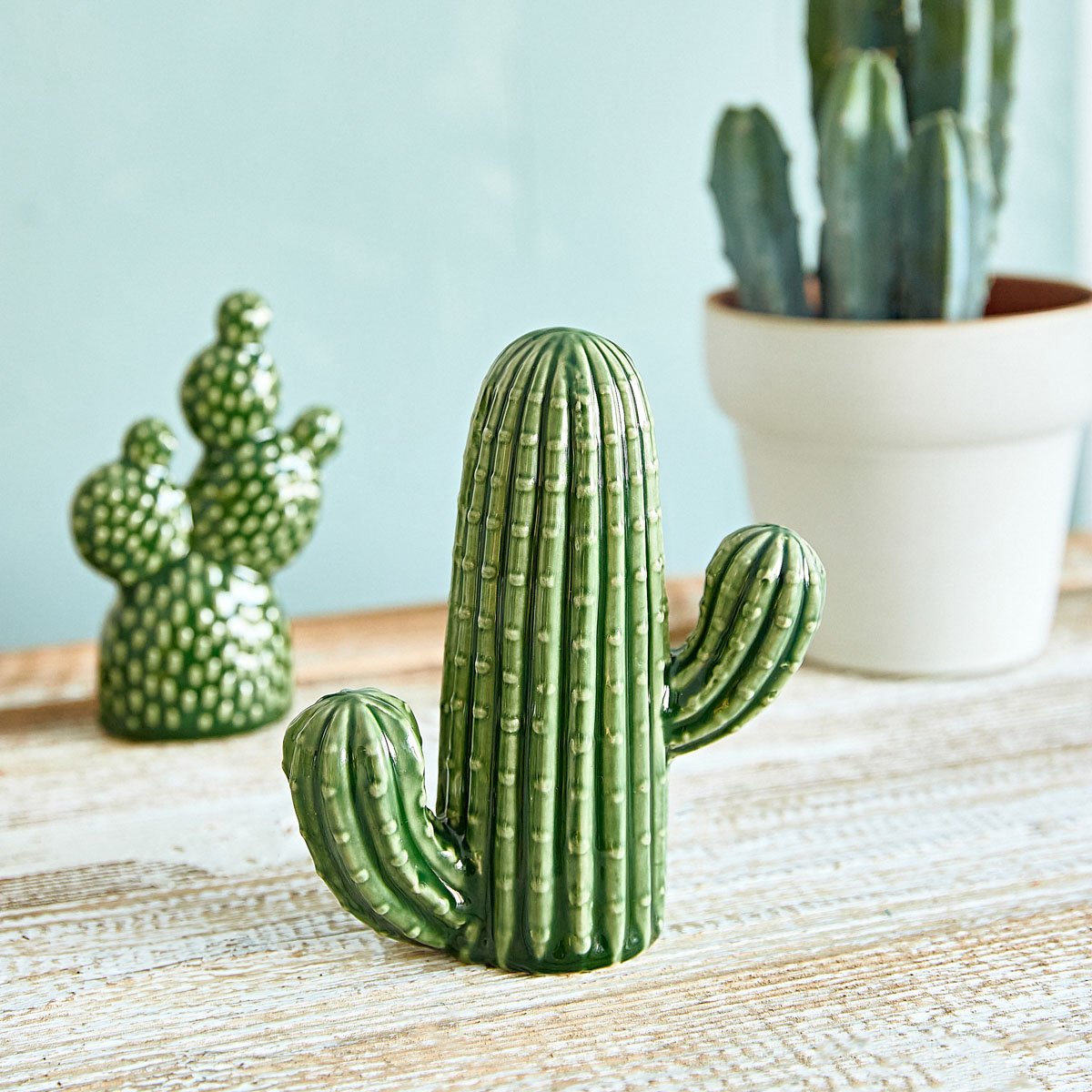 Dekoracja stojąca CACTUS kaktus ceramiczny 14x6x16 cm