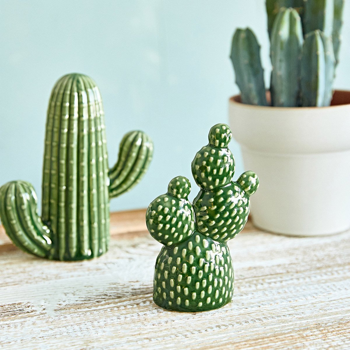 Dekoracja stojąca CACTUS kaktus ceramiczny 9x5x15 cm