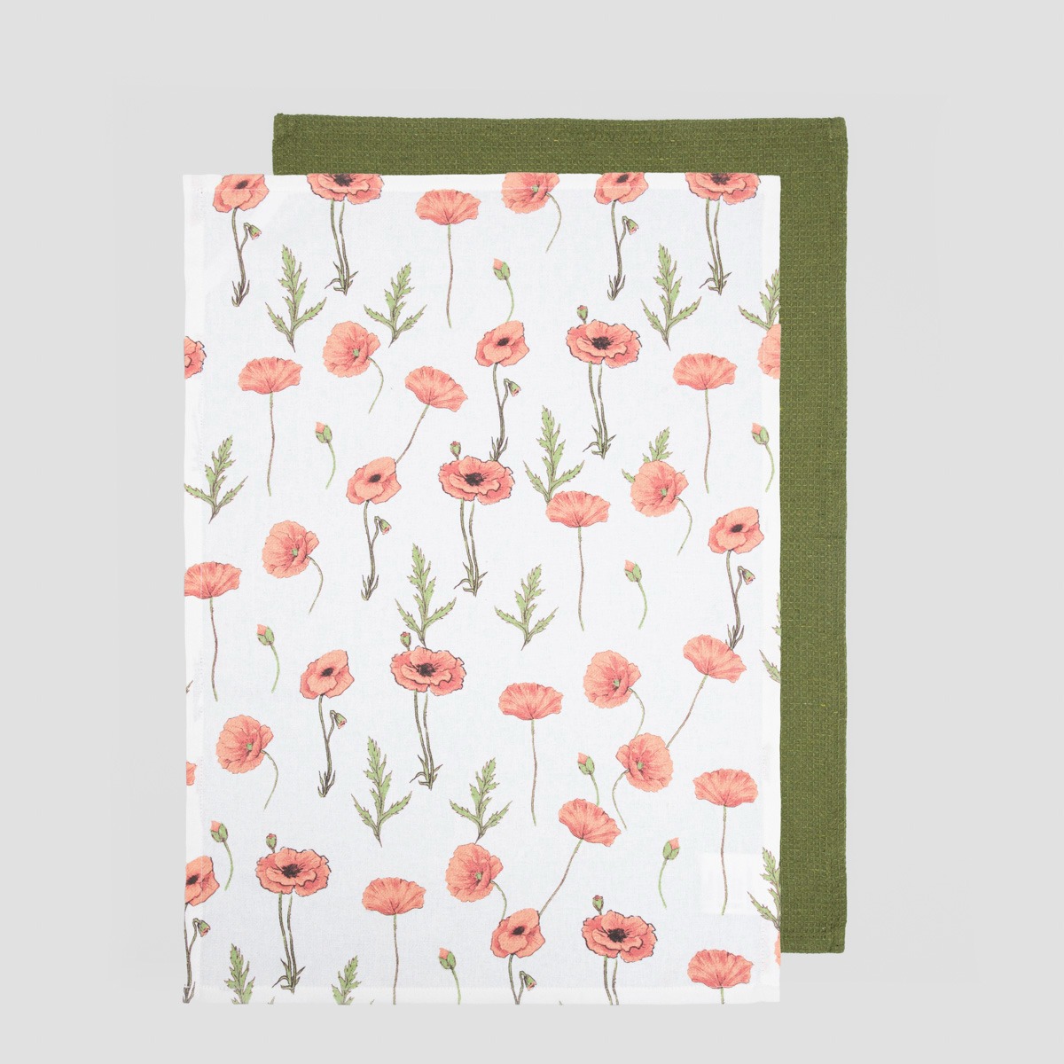 Zestaw ścierek kuchennych MEADOW FLOWERS w maki + waffel 2*45x65 cm