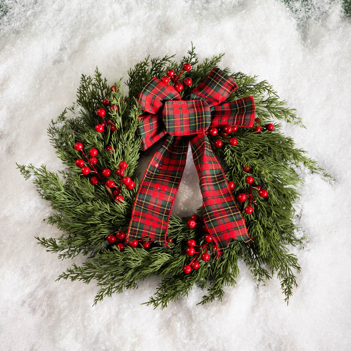 Wieniec TARTAN z kokardą 55 cm