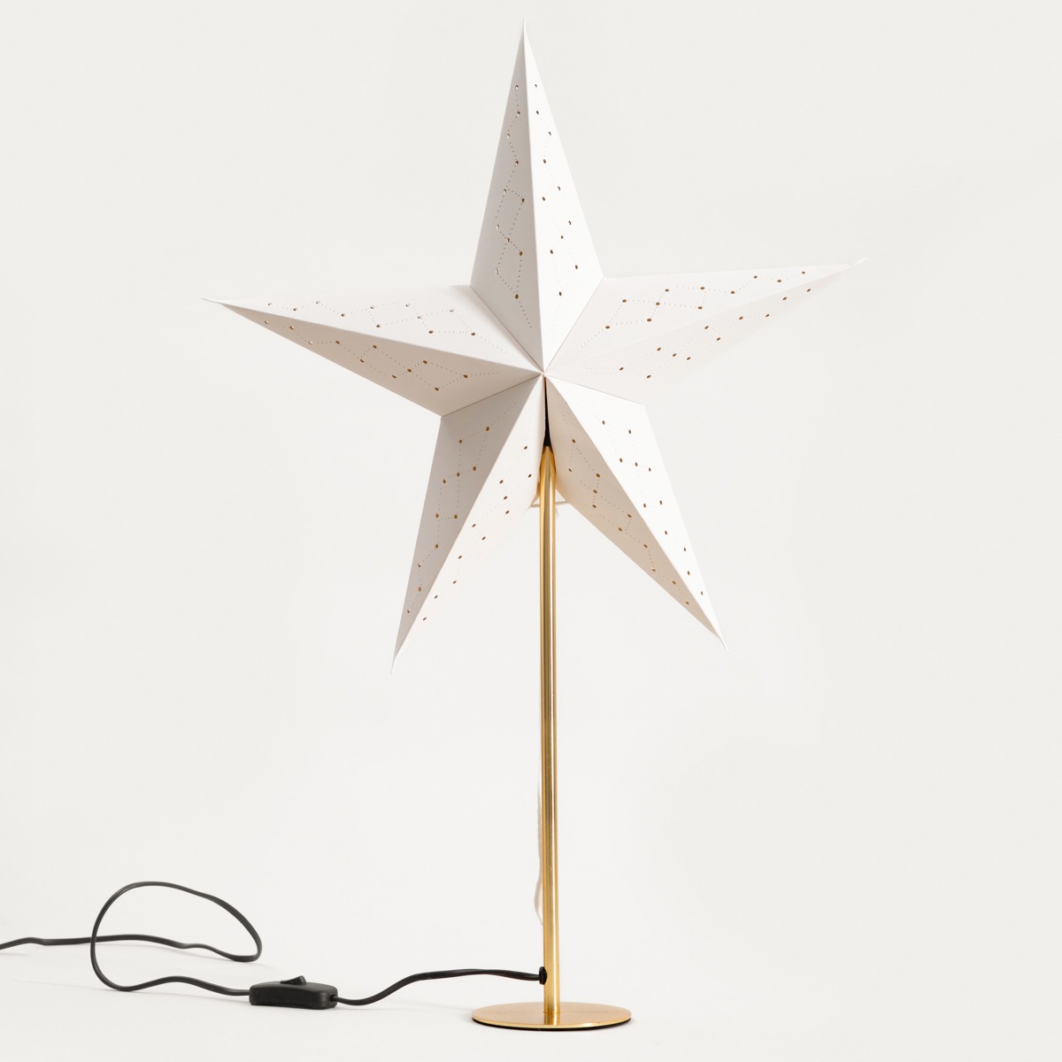 Gwiazda GALLA STAND lampka biała na złotej podstawie 45 cm