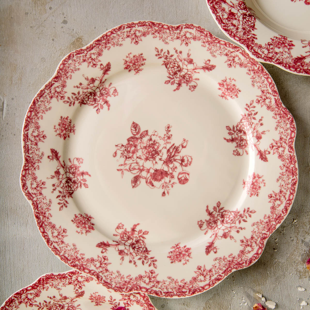 Talerz LOURRY porcelanowy obiadowy czerwony 27 cm