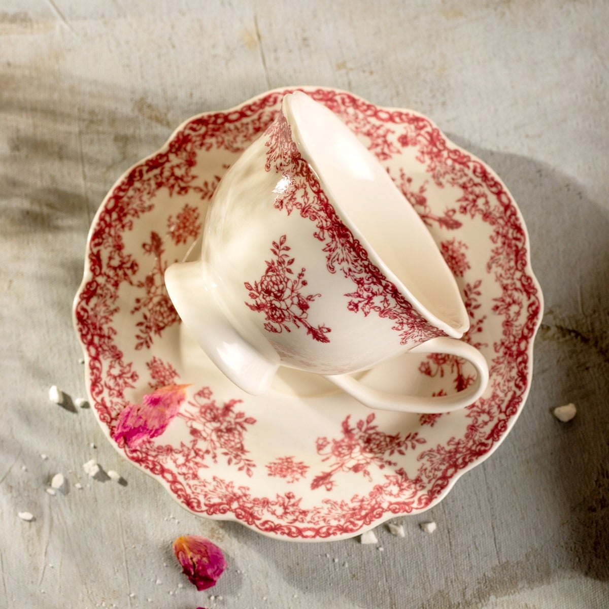 Filiżanka ze spodkiem LOURRY porcelanowa czerwona 0,2 l