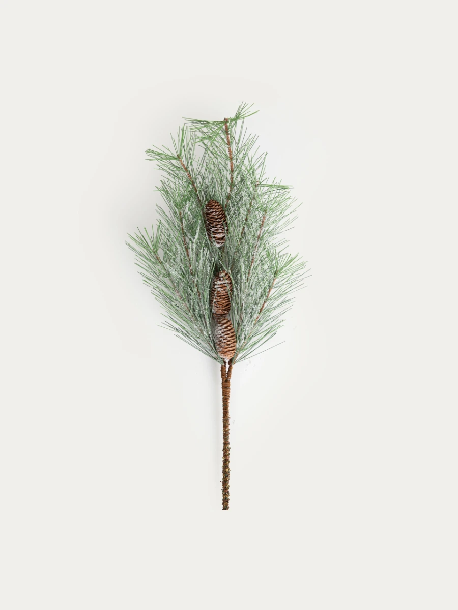 Gałązka sztuczna VELMOR ośnieżona z szyszkami 77 cm
