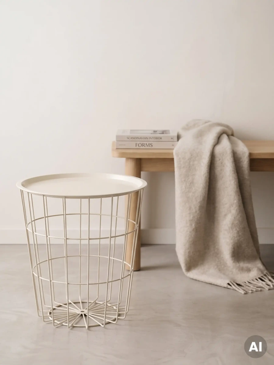 Stolik SCANDI kremowy z kremowym blatem 41x41 cm